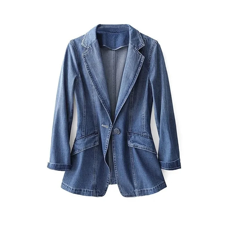 Streetwear Women Denim Suit Jackets Spring Autumn Casual Jean Blazers Lady Slim Coat Office Single Button Blazers Outerwear
Streetwear Women Denim Suit Jackets Spring Autumn Casual Jean Blazers Lady Slim Coat Office Single Button Blazers Outerwear