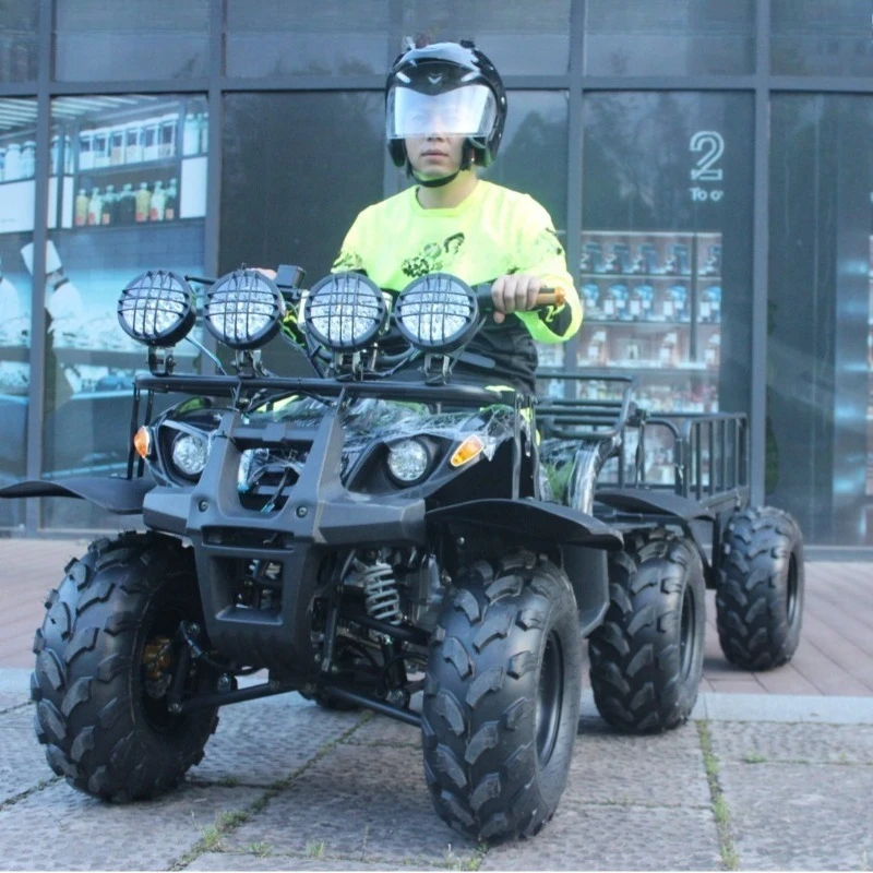 ATV beach buggy with four wheels and trailer, all-terrain mountain farm fuel-powered off-road motorcycle beach buggy
ATV beach buggy with four wheels and trailer, all-terrain mountain farm fuel-powered off-road motorcycle beach buggy