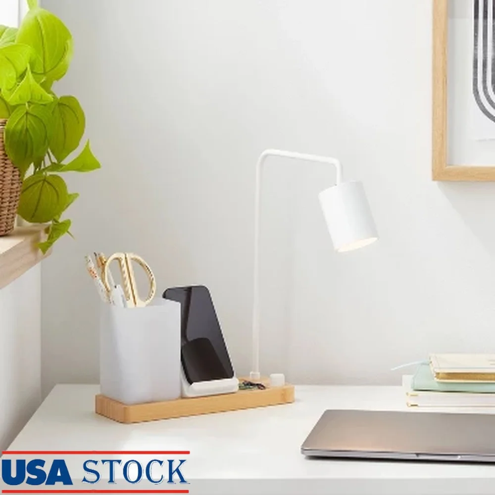Desk Lamp with Wireless Charging USB Ports Dimmable LED Light Bulb Table Organizer Storage Compartment Metal Plastic Wood
Desk Lamp with Wireless Charging USB Ports Dimmable LED Light Bulb Table Organizer Storage Compartment Metal Plastic Wood