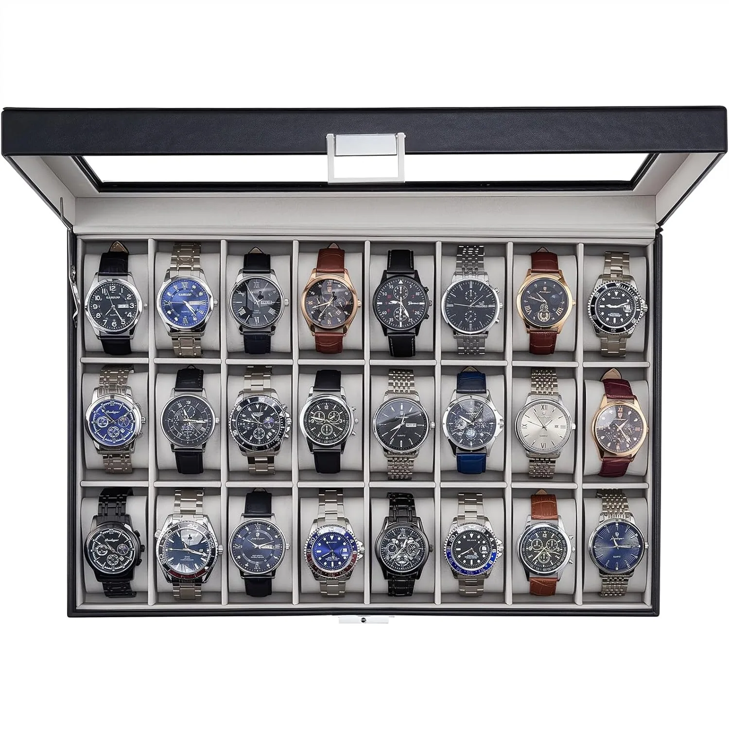 Watch Box for Men, 24 Slot Display Case with Real Glass Lid and Removable Pillows, Premium Storage Organizer for Watch
Watch Box for Men, 24 Slot Display Case with Real Glass Lid and Removable Pillows, Premium Storage Organizer for Watch