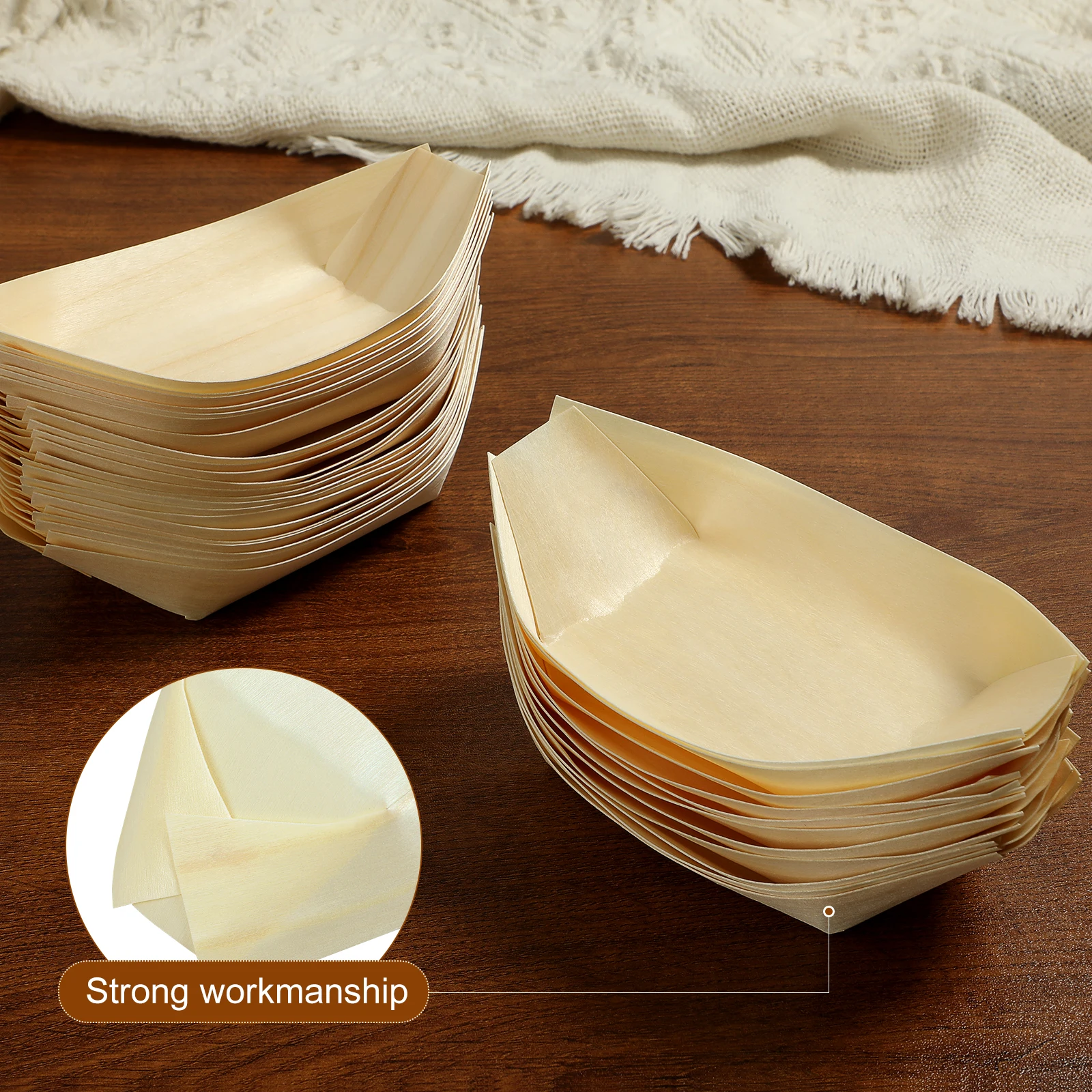 100pcs Snack Bowl Disposable Sushi Plate Party Appetizer Serving Wedding Trays Charcuterie Boats Catering Small Wooden Sushi
100pcs Snack Bowl Disposable Sushi Plate Party Appetizer Serving Wedding Trays Charcuterie Boats Catering Small Wooden Sushi