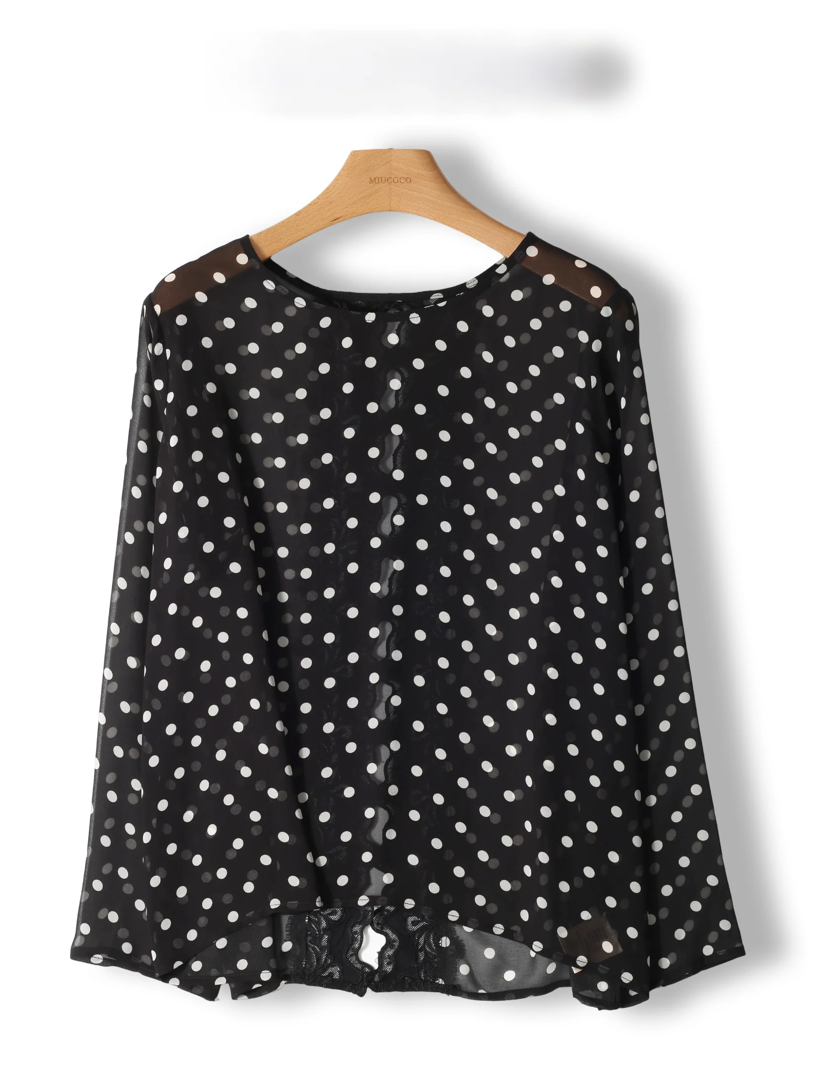 Lazy Atmosphere Polka Dot Sun Protection Shirt Women's Loose Lace Backless Top Elegant Draped Style Long Sleeve round Neck
Lazy Atmosphere Polka Dot Sun Protection Shirt Women's Loose Lace Backless Top Elegant Draped Style Long Sleeve round Neck