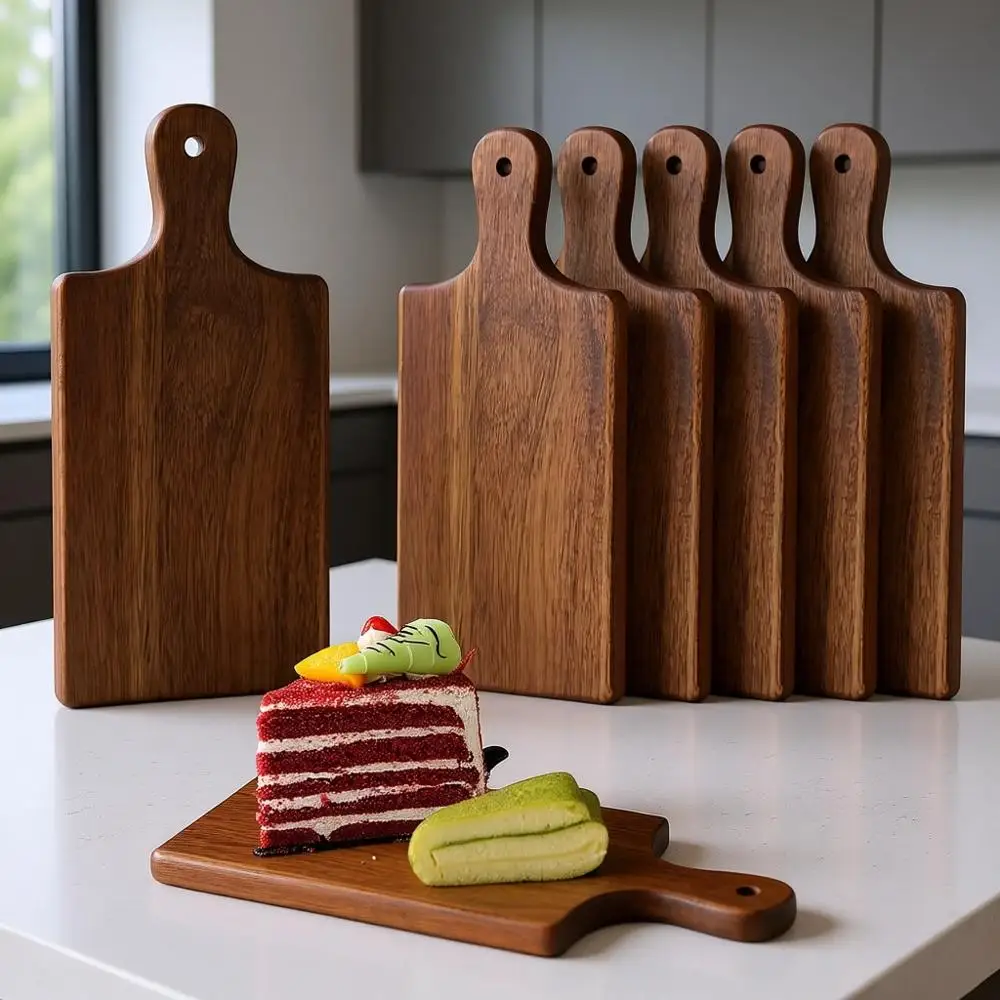 Set of 6 Personalized Acacia Wood Cutting Boards with Handle for Serving and Engraving, Ideal for Wedding Gifts and Kitchen Use
Set of 6 Personalized Acacia Wood Cutting Boards with Handle for Serving and Engraving, Ideal for Wedding Gifts and Kitchen Use