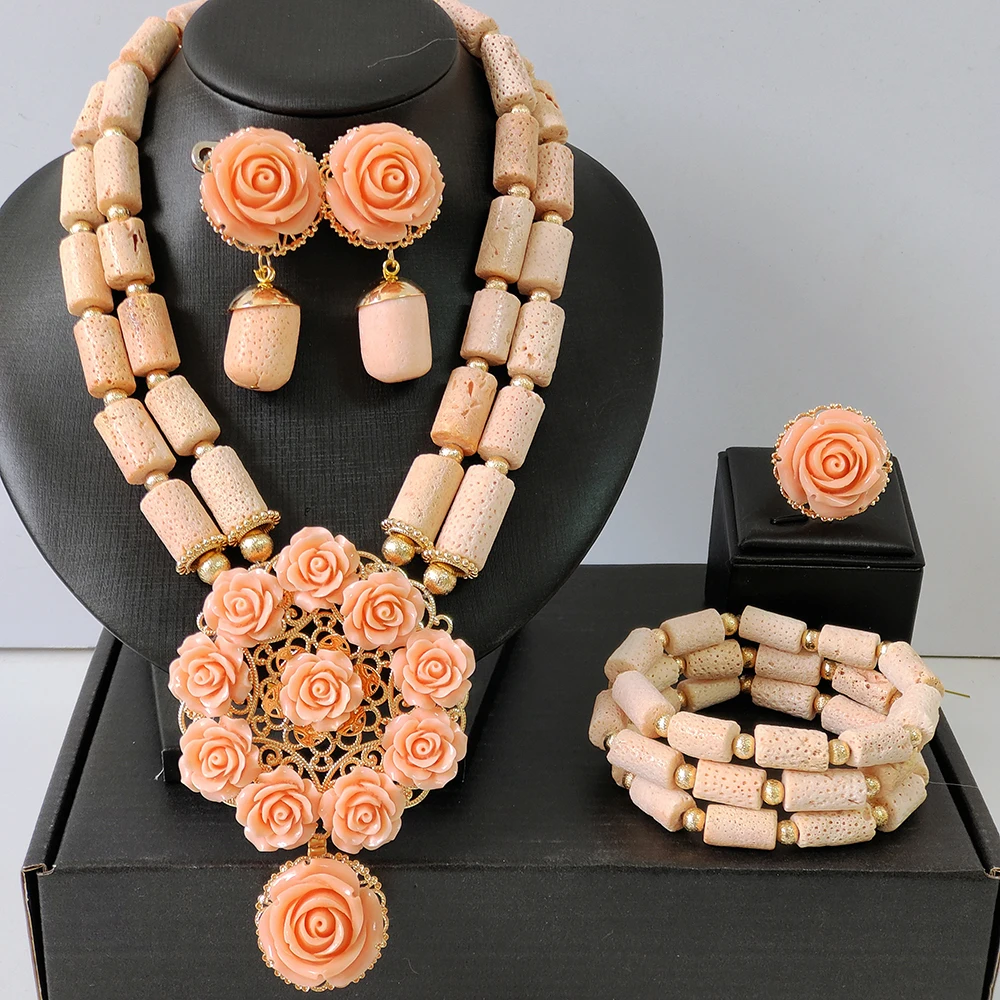 2026 peach nigerian coral bridal necklace african beads jewelry set
2026 peach nigerian coral bridal necklace african beads jewelry set
