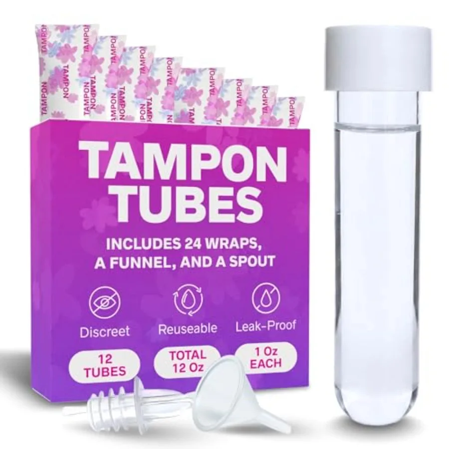 Tampon Flask Kit - 12 Tampon Tubes, 24 Wrappers, 1 Funnel and 1 Spout - Undetectable On-The-Go Drink Containers
Tampon Flask Kit - 12 Tampon Tubes, 24 Wrappers, 1 Funnel and 1 Spout - Undetectable On-The-Go Drink Containers