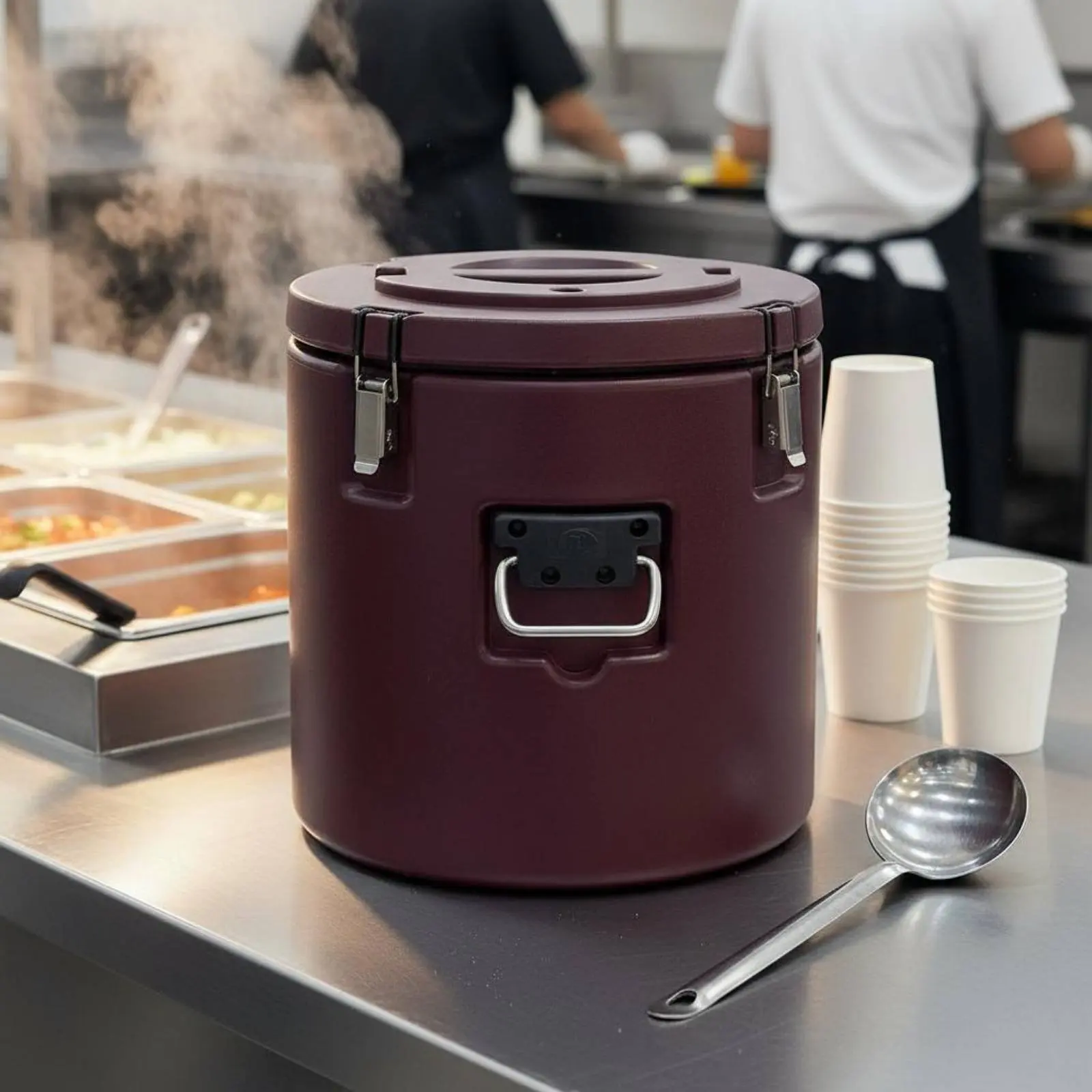 Stainless Steel Thermal Barrel Secure Locking Lid Professional Thermal Container Hot Cold Food Carrier Portable Design
Stainless Steel Thermal Barrel Secure Locking Lid Professional Thermal Container Hot Cold Food Carrier Portable Design