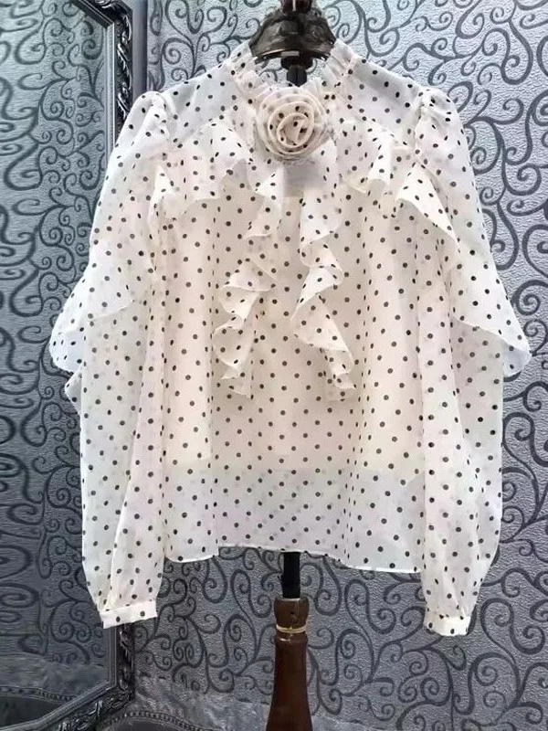 Spring 2026 New Women's Long Sve Blouse Polka Dot Bubble Design Sensation Top Korean Sle Loose Fit Commute Sle
Spring 2026 New Women's Long Sve Blouse Polka Dot Bubble Design Sensation Top Korean Sle Loose Fit Commute Sle