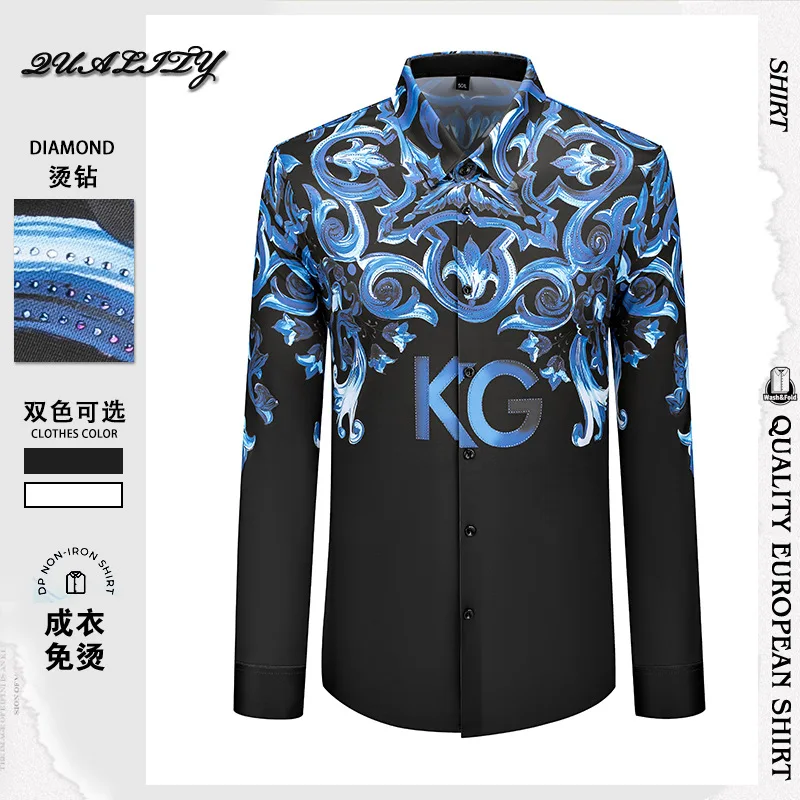 Brand 2025 Spring Rhinestone Shirt Men Long Sleeve Casual Shirts No Ironing Slim Business Dress Shirt Social Party Banquet Tops
Brand 2025 Spring Rhinestone Shirt Men Long Sleeve Casual Shirts No Ironing Slim Business Dress Shirt Social Party Banquet Tops