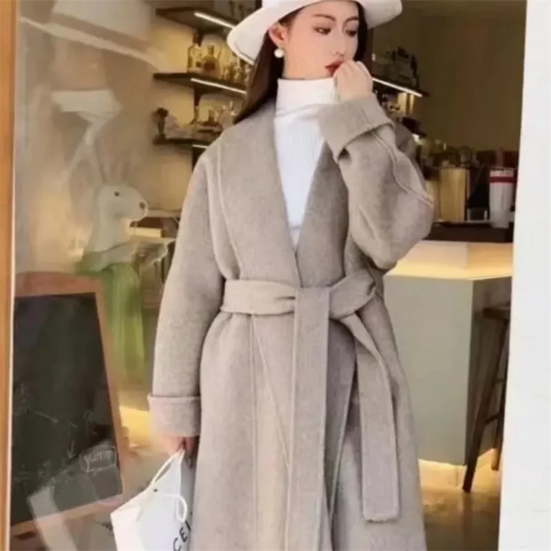 Korean Women Handmade Corrugated Water Ripples Coat Double-sided Cashmere Wool Long Woolen Jacket Cashmere Coat Outerwear
Korean Women Handmade Corrugated Water Ripples Coat Double-sided Cashmere Wool Long Woolen Jacket Cashmere Coat Outerwear
