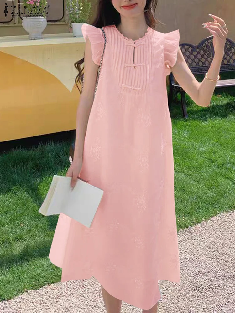 ZANZEA Fashion Women Flying Sleeve Robe Vintage Chinese Style Dress 2025 Summer Frog Buttons Dresses Casual Loose Midi Vestidos
ZANZEA Fashion Women Flying Sleeve Robe Vintage Chinese Style Dress 2025 Summer Frog Buttons Dresses Casual Loose Midi Vestidos