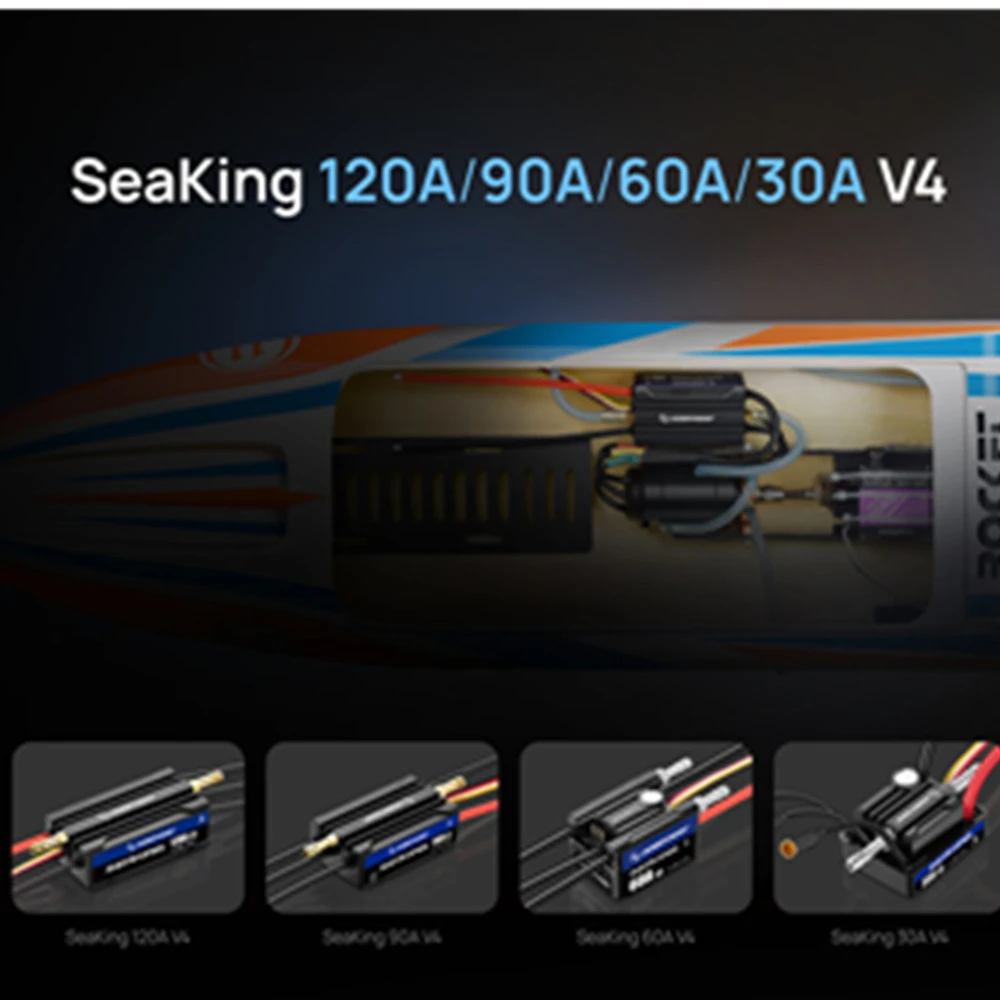 Hobbywing Seaking 30A 60A 90A 120A-V4 Бесщеточный водонепроницаемый ESC. Подходит для лодок с дистанционным управлением длиной ≤45-100 см.
Hobbywing Seaking 30A 60A 90A 120A-V4 Бесщеточный водонепроницаемый ESC. Подходит для лодок с дистанционным управлением длиной ≤45-100 см.