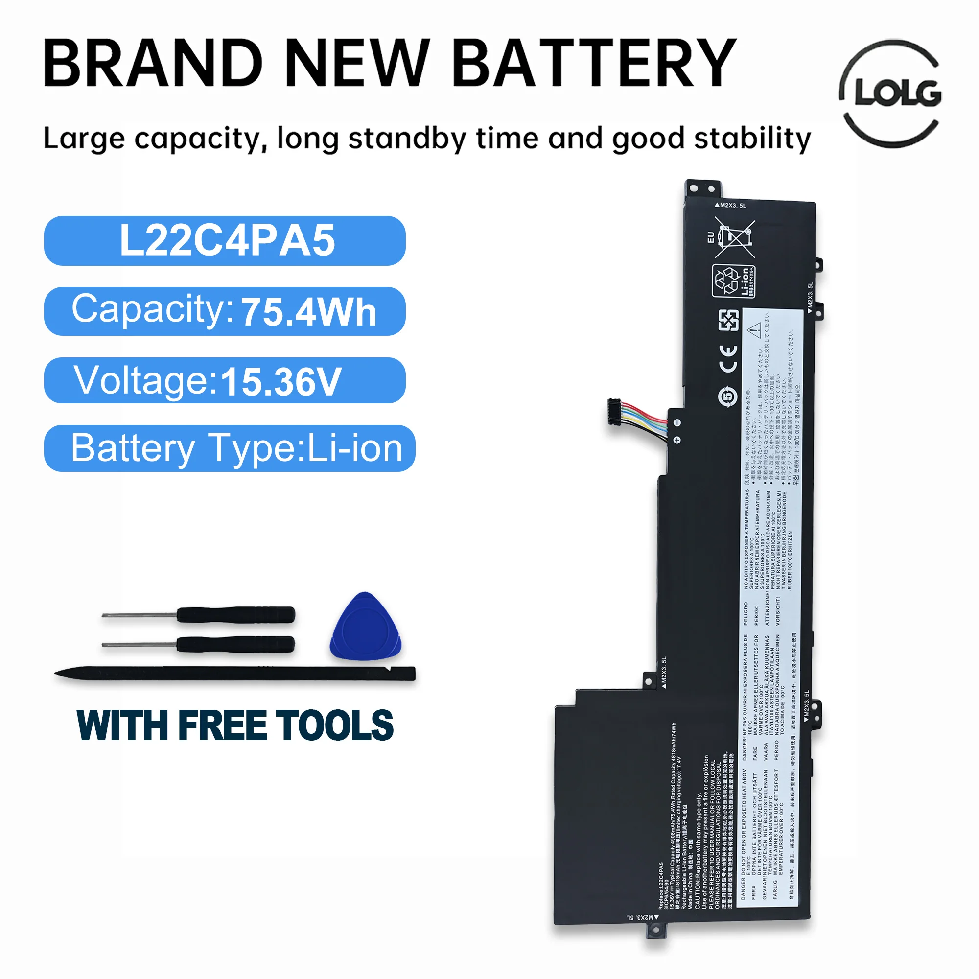 Аккумулятор для ноутбука LOLG L22M4PA5 15.36V 75.4Wh 4909mAh для серии Xiaoxin 16 IRL8, L22D4PA5, L22C4PA5, L22L4PA5, IdeaPad Slim5 1
Аккумулятор для ноутбука LOLG L22M4PA5 15.36V 75.4Wh 4909mAh для серии Xiaoxin 16 IRL8, L22D4PA5, L22C4PA5, L22L4PA5, IdeaPad Slim5 1