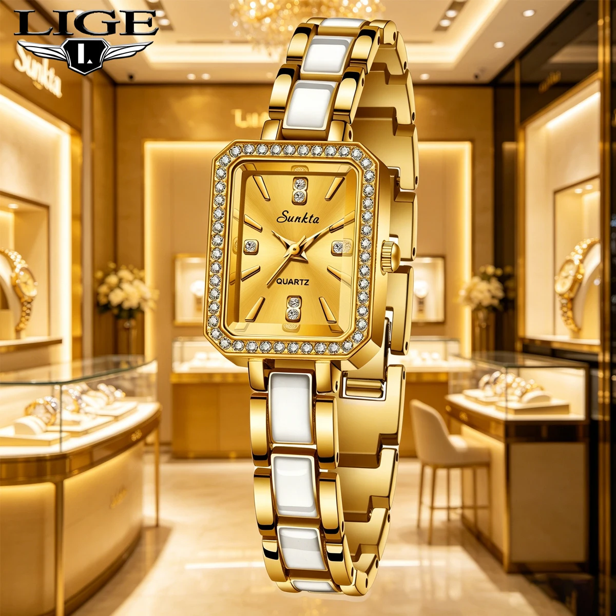 2026 New Simple Square Full Diamond Digital Quartz Watch Luxury Women's Watch Gold Stainless Steel Bracelet Women's Dress Clock
2026 New Simple Square Full Diamond Digital Quartz Watch Luxury Women's Watch Gold Stainless Steel Bracelet Women's Dress Clock