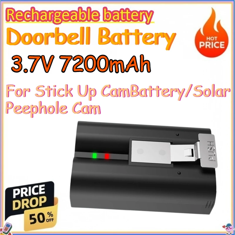 3.7V 7200mAh Doorbell Battery for Stick Up CamBattery/Solar Peephole Cam Replace Lithium-ion Battery
3.7V 7200mAh Doorbell Battery for Stick Up CamBattery/Solar Peephole Cam Replace Lithium-ion Battery