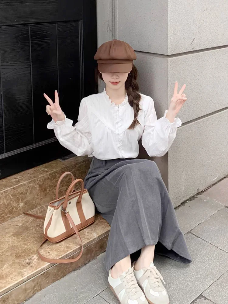 Chic Short Sleeve Women's Shirt Inner Wear White Long Sleeve Floral Trim Collar Commute Style Korean Version Straight Cut
Chic Short Sleeve Women's Shirt Inner Wear White Long Sleeve Floral Trim Collar Commute Style Korean Version Straight Cut