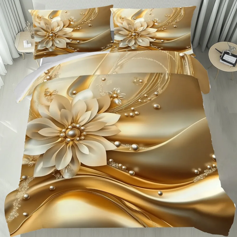 3pcs Golden Bedding Set Gilding Flowers 3D Printed Cozy Duvet Cover King Queen Twin Size Birthday Gift for Adult Bedroom Decor
3pcs Golden Bedding Set Gilding Flowers 3D Printed Cozy Duvet Cover King Queen Twin Size Birthday Gift for Adult Bedroom Decor