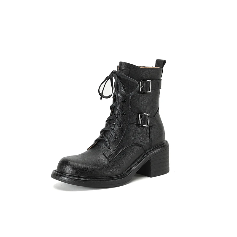Retro Buckle Women Split Leather Thick High Heels Ankle Boots Warm Autumn Winter Short Motorcycle Boots Basic Zip Lace-up Shoes
Retro Buckle Women Split Leather Thick High Heels Ankle Boots Warm Autumn Winter Short Motorcycle Boots Basic Zip Lace-up Shoes