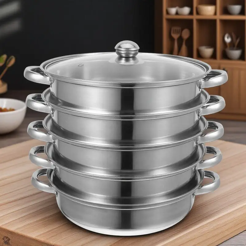 Stainless Steel Kitchen Accessories Multifunctional Soup Stock Home Practical Steam Pot Kitchen Steamer Pots Cookware Set
Stainless Steel Kitchen Accessories Multifunctional Soup Stock Home Practical Steam Pot Kitchen Steamer Pots Cookware Set