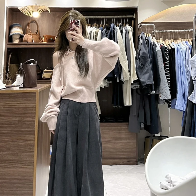 Korean Sle Women's Pink Knitted Sweater oulder Bared Loose Fit Autumn Winter New Arrival High Quali Feel Casual Knitwear
Korean Sle Women's Pink Knitted Sweater oulder Bared Loose Fit Autumn Winter New Arrival High Quali Feel Casual Knitwear