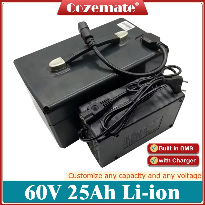 60V 25Ah Lithium Ion Battery 60V Li-ion Battery Pack with 16S BMS for N1S N1 2000W Two Wheel Foldable Bike Scooter + 5A Charger
60V 25Ah Lithium Ion Battery 60V Li-ion Battery Pack with 16S BMS for N1S N1 2000W Two Wheel Foldable Bike Scooter + 5A Charger