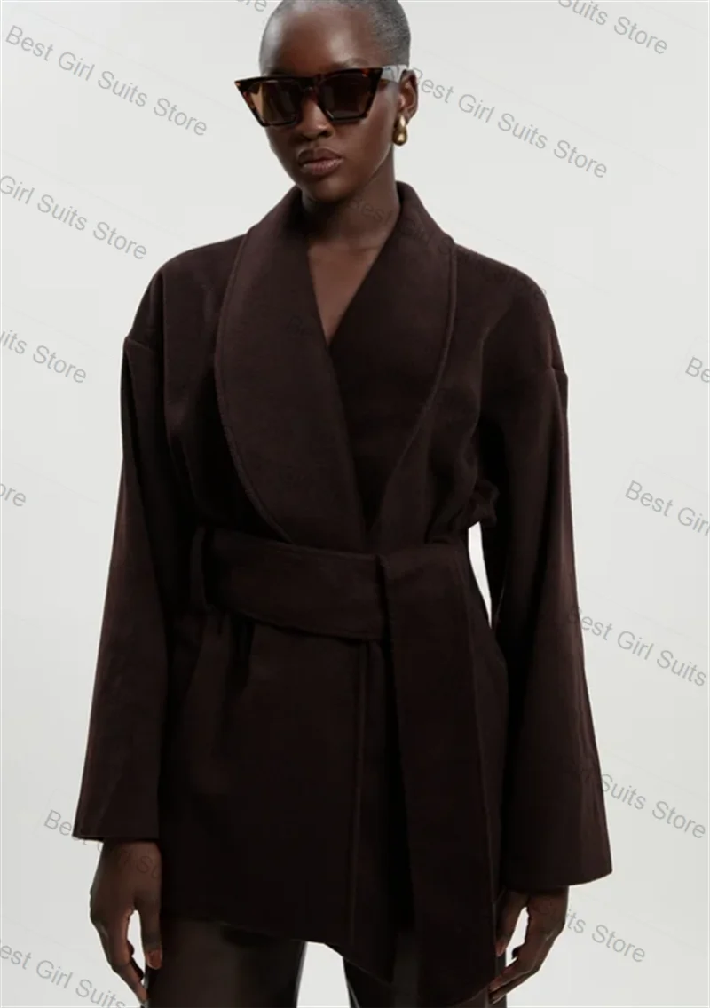 Brown Cashmere Wool Women Suit 1 Pcs Belted Blazer Prom Dress Winter Autumn Formal Office Lady Jacket Customized Warm Overcoat 
Brown Cashmere Wool Women Suit 1 Pcs Belted Blazer Prom Dress Winter Autumn Formal Office Lady Jacket Customized Warm Overcoat
