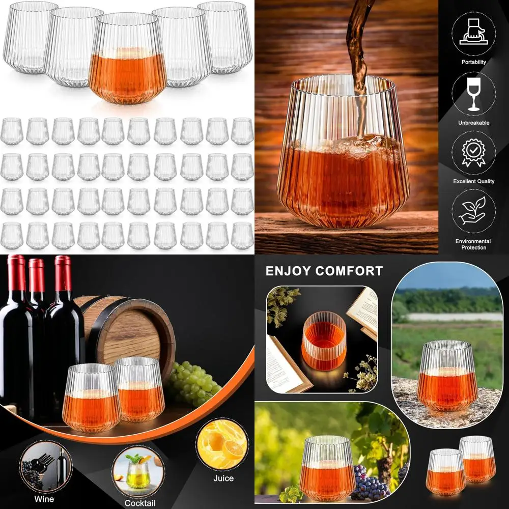 50 Pack 14 OZ Recyclable Shatterproof Reusable Clear Plastic Wine Glasses Disposable for Parties and Events
50 Pack 14 OZ Recyclable Shatterproof Reusable Clear Plastic Wine Glasses Disposable for Parties and Events