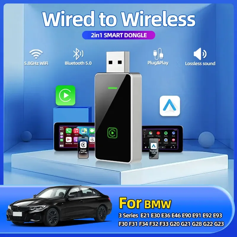 Carplay Wireless Adapter Android Auto 2in 1 Smart Dongle 5G WIFI For iphone Android Phone For BMW 3 Series E21 E30 E36 E46 E90
Carplay Wireless Adapter Android Auto 2in 1 Smart Dongle 5G WIFI For iphone Android Phone For BMW 3 Series E21 E30 E36 E46 E90