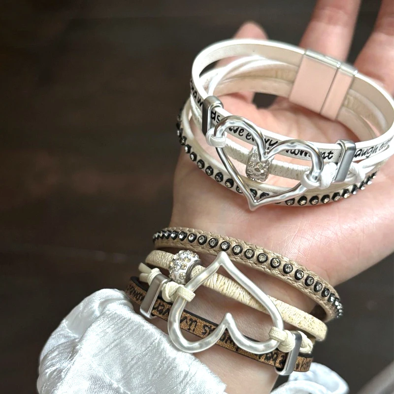Bohemian Leather Crystal Heart Bracelet Vintage Accessories Korean Fashion Aesthetic Bracelet Women Charm Punk Jewelry Bracelet
Bohemian Leather Crystal Heart Bracelet Vintage Accessories Korean Fashion Aesthetic Bracelet Women Charm Punk Jewelry Bracelet