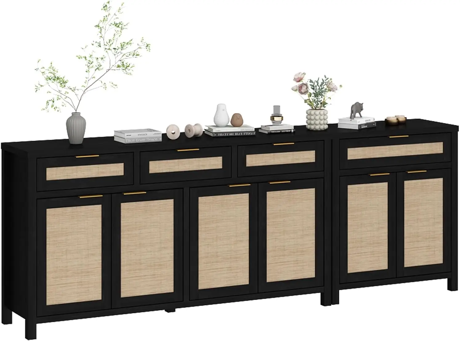 2 Piece Rattan Sideboard Buffet Cabinet, Boho Storage Cabinet with Adjustable Shelves, Farmhouse Credenza Coffee Bar Cabinets wi
2 Piece Rattan Sideboard Buffet Cabinet, Boho Storage Cabinet with Adjustable Shelves, Farmhouse Credenza Coffee Bar Cabinets wi