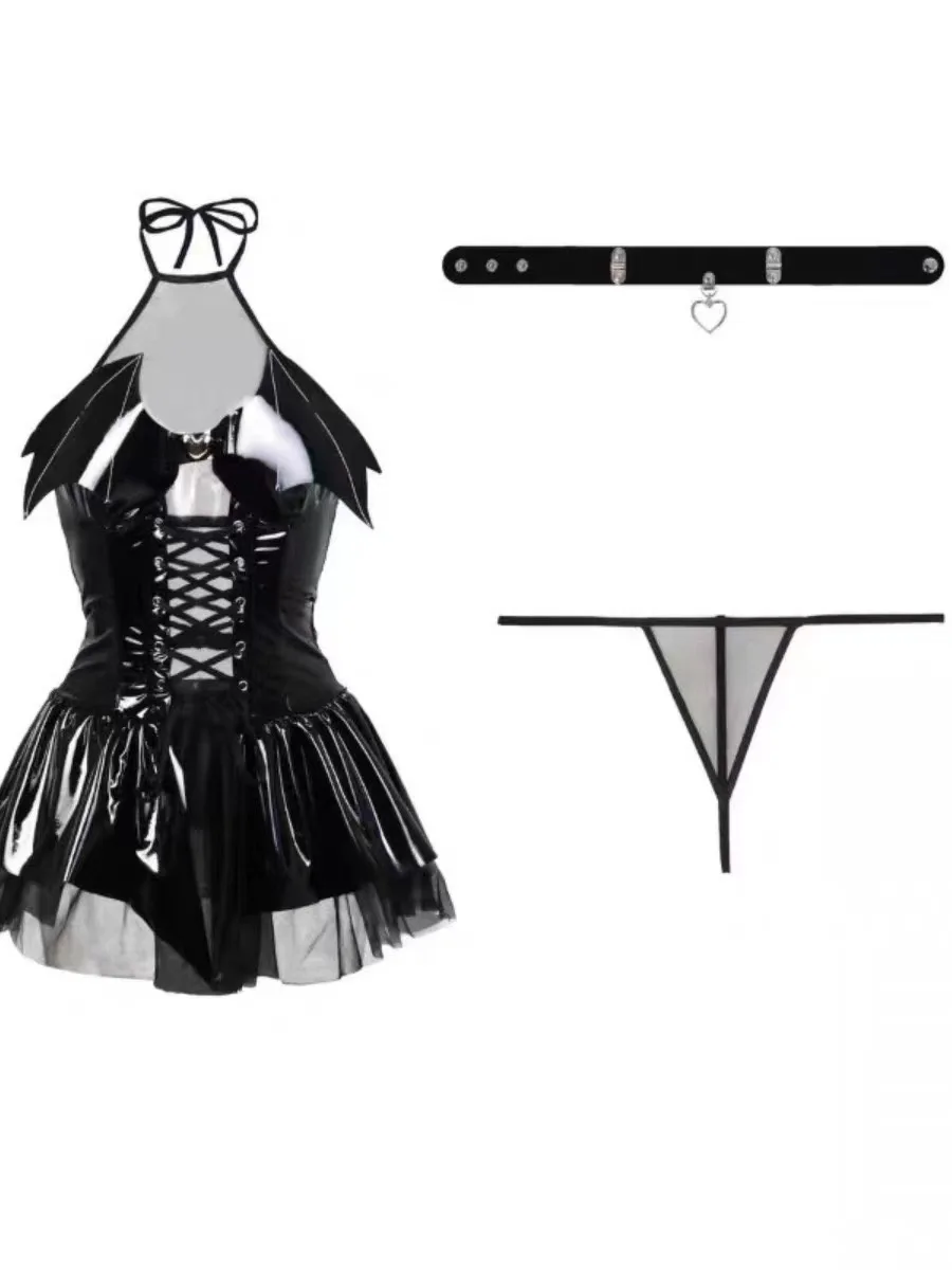 Erotic costumes Little Devils XXX Sexy Glossy PU Halterneck Bandage Perspective Upskirt Set COS Uniform Women's Clothing
Erotic costumes Little Devils XXX Sexy Glossy PU Halterneck Bandage Perspective Upskirt Set COS Uniform Women's Clothing