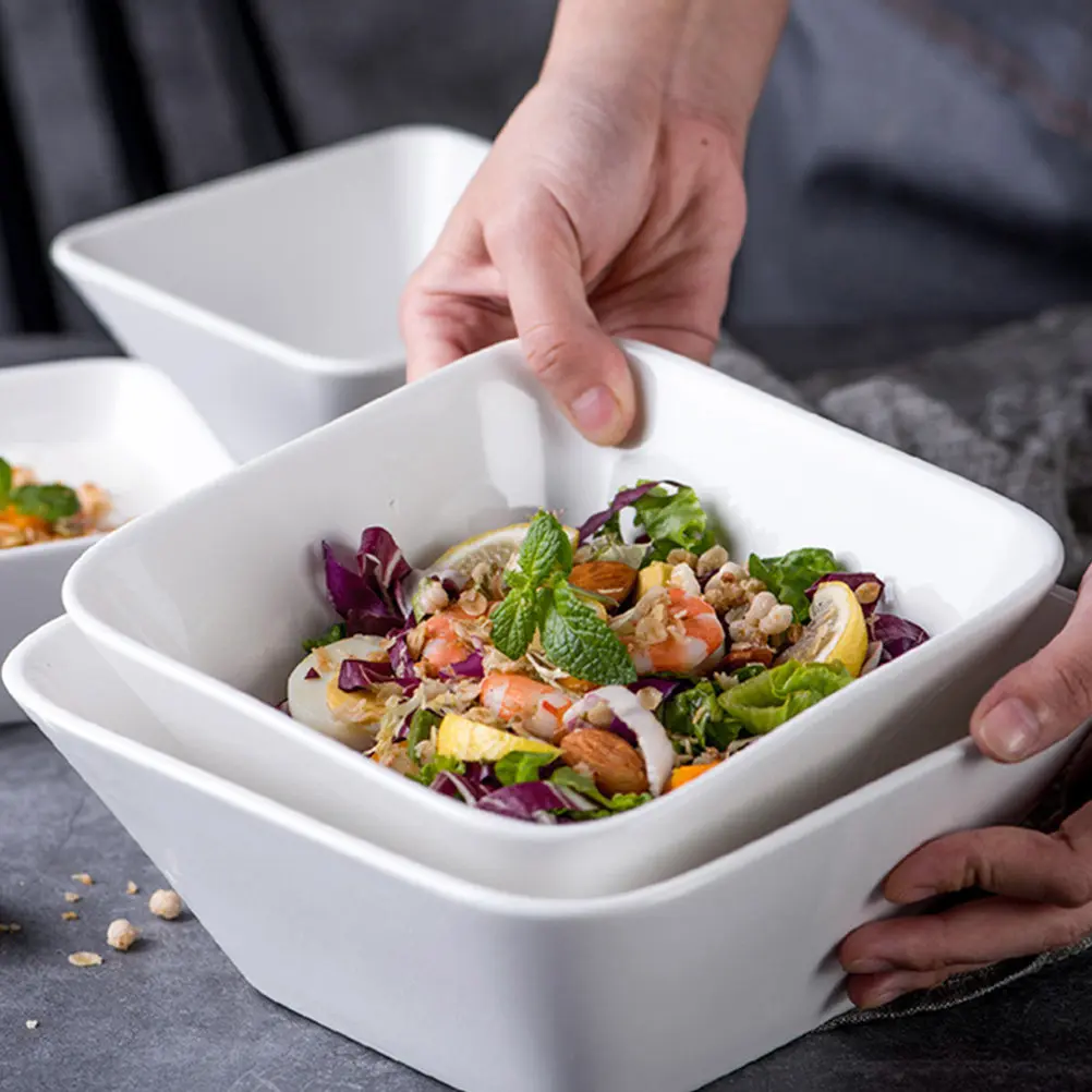1Pcs White Ceramic Salad Bowl Square Home Kitchen Food Dessert Serving Bowl Household Kitchenware for Daily Party Use
1Pcs White Ceramic Salad Bowl Square Home Kitchen Food Dessert Serving Bowl Household Kitchenware for Daily Party Use