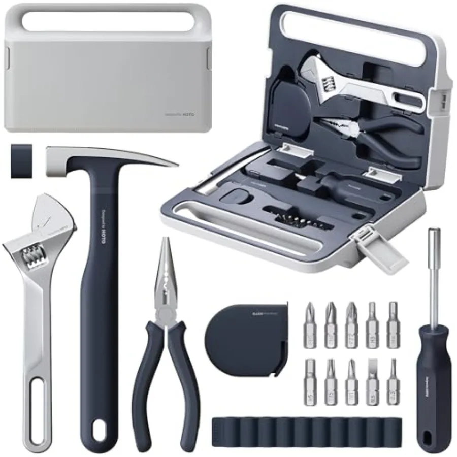 16Piece Home Tool Kit Basic Hand Tool Set with Storage Box Includes Screwdriver Wrench Hammer Tape Measure Plier Ideal for Hous
16Piece Home Tool Kit Basic Hand Tool Set with Storage Box Includes Screwdriver Wrench Hammer Tape Measure Plier Ideal for Hous