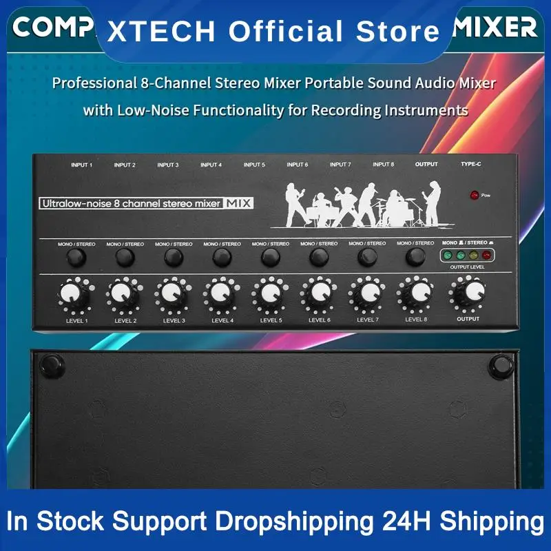 Professional 8-Channel Stereo Mixer Portable Sound Audio Mixer With Low-Noise Functionality For Recording Instruments
Professional 8-Channel Stereo Mixer Portable Sound Audio Mixer With Low-Noise Functionality For Recording Instruments