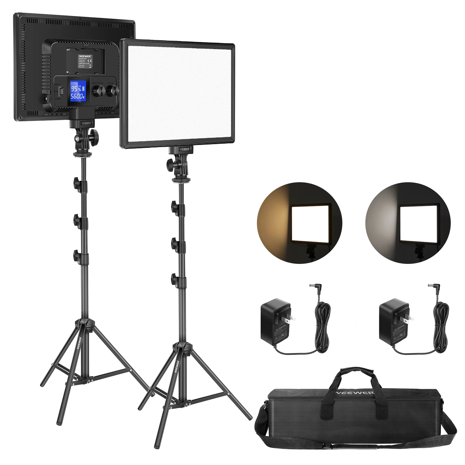 Neewer LED Panel Light, 11.3” Dimmable Bi-Color Soft Light With LCD Display 21W 3200K~5600K CRI97+ 2200Lux On Camera Video Light
Neewer LED Panel Light, 11.3” Dimmable Bi-Color Soft Light With LCD Display 21W 3200K~5600K CRI97+ 2200Lux On Camera Video Light