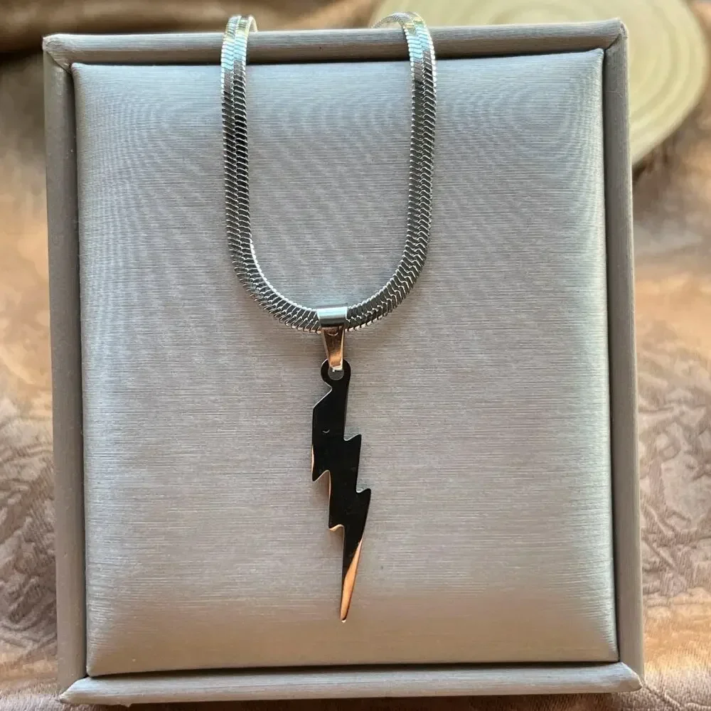 2024 Fashion Stainless Steel Retro Lightning Necklace Women Men's Hip Hop Party Accessories Pendant Blade Chain Chokers Jewelry
2024 Fashion Stainless Steel Retro Lightning Necklace Women Men's Hip Hop Party Accessories Pendant Blade Chain Chokers Jewelry