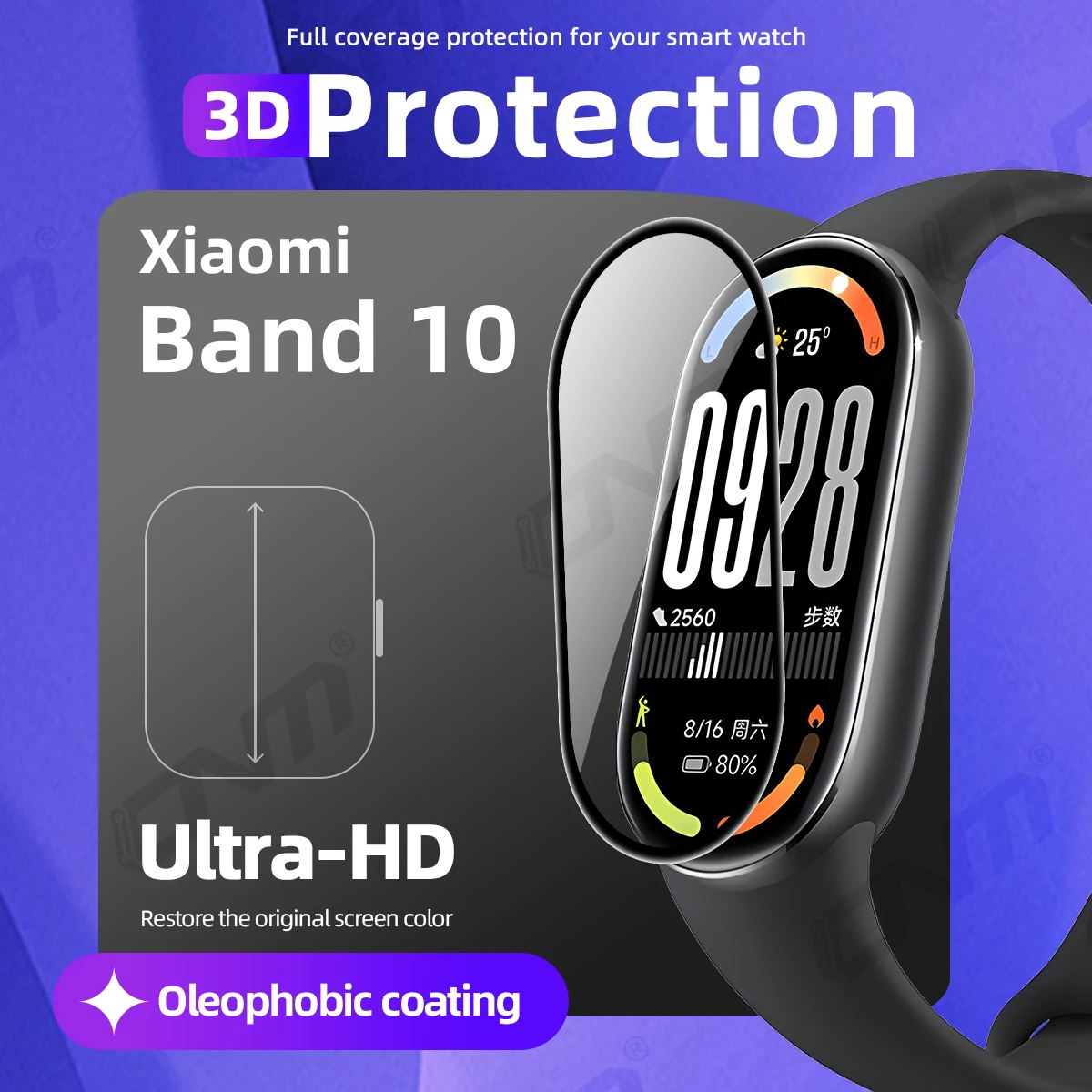 3D Protection Film for Xiaomi Mi Band 10 Screen Protector, Full Coverage 99% HD Anti-scratch Bubble-Free - Mi Band10 Accessories
3D Protection Film for Xiaomi Mi Band 10 Screen Protector, Full Coverage 99% HD Anti-scratch Bubble-Free - Mi Band10 Accessories