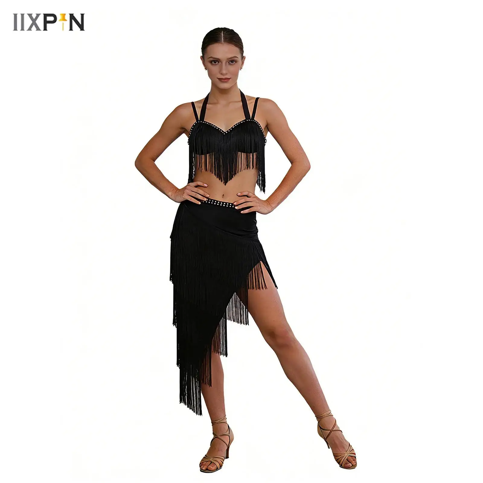 Belly Dance Performance Costume Set for Women Adults Tassel Top+Irregular Fringe Skirt 2pcs Latin Rumba Dancing Wear Outfit
Belly Dance Performance Costume Set for Women Adults Tassel Top+Irregular Fringe Skirt 2pcs Latin Rumba Dancing Wear Outfit