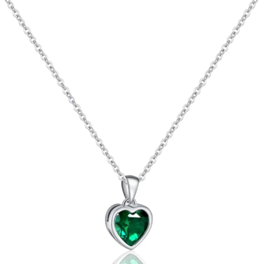 Sterling Silver Heart Necklace Red Green Blue Aquamarine Pendant Necklace for Women Classic Love Birthstone Necklace for Mother
Sterling Silver Heart Necklace Red Green Blue Aquamarine Pendant Necklace for Women Classic Love Birthstone Necklace for Mother
