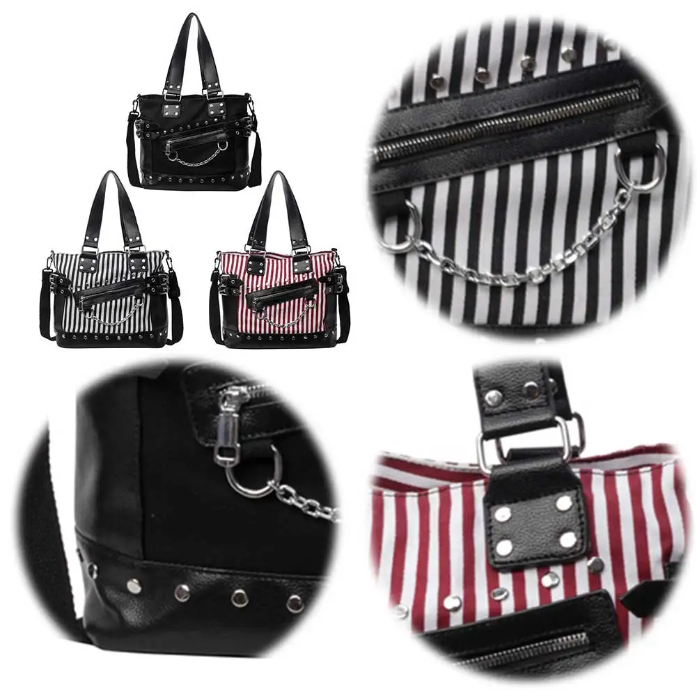 Women Rivet Shoulder Bag Canvas Tote Handbag Striped PU Punk Tote Bag Adjustable Strap Stylish Crossbody Bag Cool Satchel Bag
Women Rivet Shoulder Bag Canvas Tote Handbag Striped PU Punk Tote Bag Adjustable Strap Stylish Crossbody Bag Cool Satchel Bag