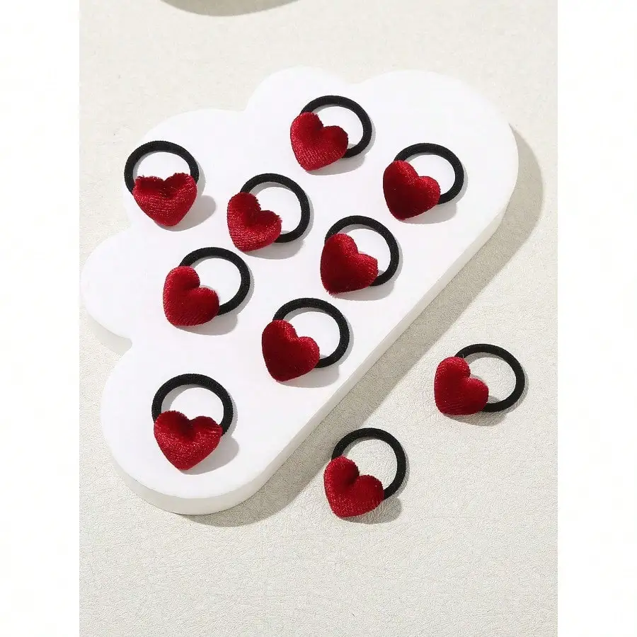 10pcs Red Plush Flower & Resin Girl Basic Hair Scrunchies, Mini Red Heart Hair Ties, Suitable For Christmas, New Year Decoration
10pcs Red Plush Flower & Resin Girl Basic Hair Scrunchies, Mini Red Heart Hair Ties, Suitable For Christmas, New Year Decoration