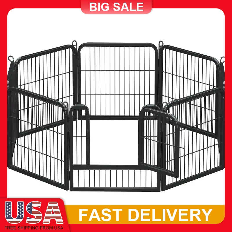 8-Panel Metal Dog Playpen Black Sturdy Steel Panels Indoor Outdoor Foldable Portable Automatic Locking Door Safe Secure for Pets
8-Panel Metal Dog Playpen Black Sturdy Steel Panels Indoor Outdoor Foldable Portable Automatic Locking Door Safe Secure for Pets