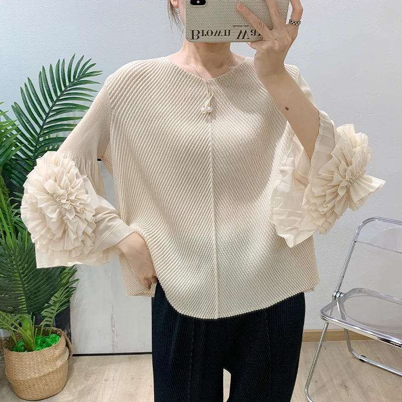 Miyake Pleated Applique Solid Colour Women's Tops 2025 Summer New Premium Sense Fashion Casual Loose Peplum T-Shirt ALSEY
Miyake Pleated Applique Solid Colour Women's Tops 2025 Summer New Premium Sense Fashion Casual Loose Peplum T-Shirt ALSEY