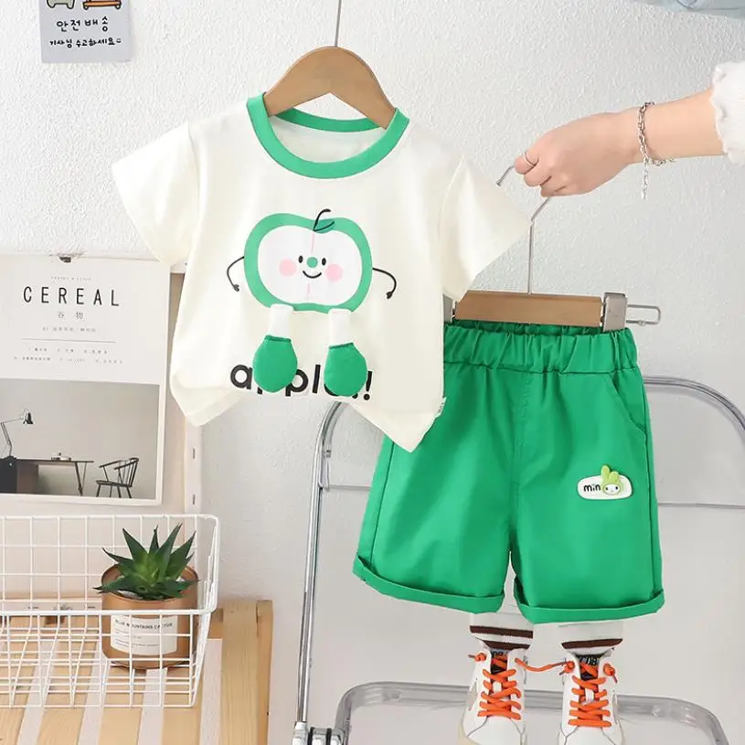 Children Letter Short-sleeved Suits Summer Fashion Clothes Cartoon O-neck Cotton T-shirt And Shorts Two Piece Girls Baby Outfits
Children Letter Short-sleeved Suits Summer Fashion Clothes Cartoon O-neck Cotton T-shirt And Shorts Two Piece Girls Baby Outfits