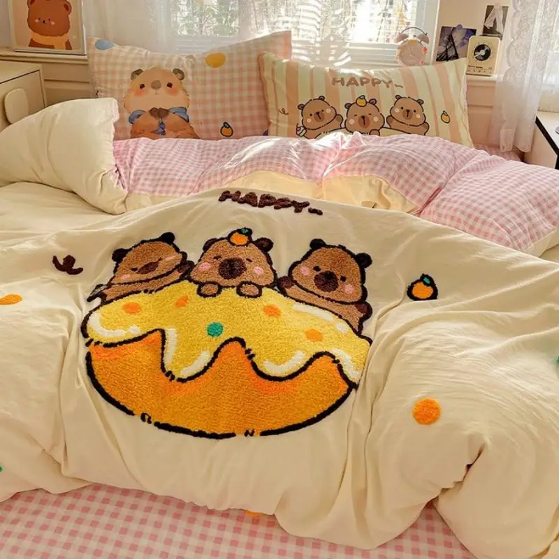 3/4Pcs Bedding Set Cute Cartoon Embroidered Cotton Towel Student Complete Teen Bedrooms For Home Flat Bed Sheet Four-Season
3/4Pcs Bedding Set Cute Cartoon Embroidered Cotton Towel Student Complete Teen Bedrooms For Home Flat Bed Sheet Four-Season