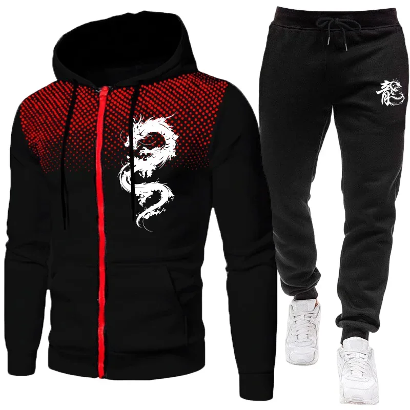 Casual Men's Tracksuit Dot Print Hooded Zipper Sweatshirt Autumn Winter Sports Jogging Clothing Outdoor Tops Pants Sportswear
Casual Men's Tracksuit Dot Print Hooded Zipper Sweatshirt Autumn Winter Sports Jogging Clothing Outdoor Tops Pants Sportswear