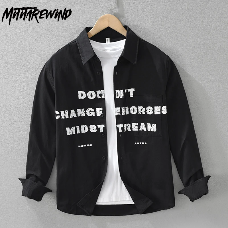 Korean Fashion Mens Long Sleeve Shirt Spring Streetwear Letter Printed Shirt Men Pure Cotton Clothing Lapel Pocket Tops 2025 New
Korean Fashion Mens Long Sleeve Shirt Spring Streetwear Letter Printed Shirt Men Pure Cotton Clothing Lapel Pocket Tops 2025 New