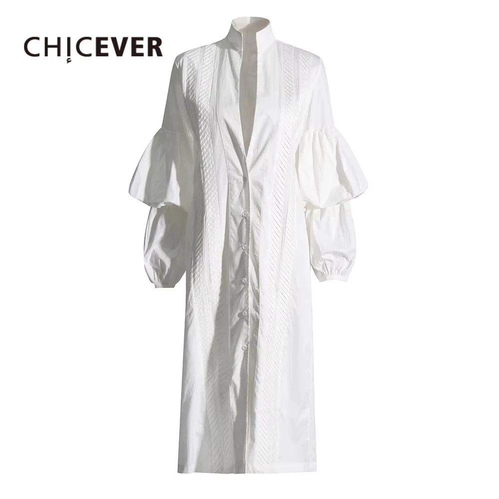 CHICEVER Spring Wihte Spliced Puff Designer Shirts for Women V Neck Long Sleeve Patchwork Single Breasted Slimming Shirt Female 
CHICEVER Spring Wihte Spliced Puff Designer Shirts for Women V Neck Long Sleeve Patchwork Single Breasted Slimming Shirt Female