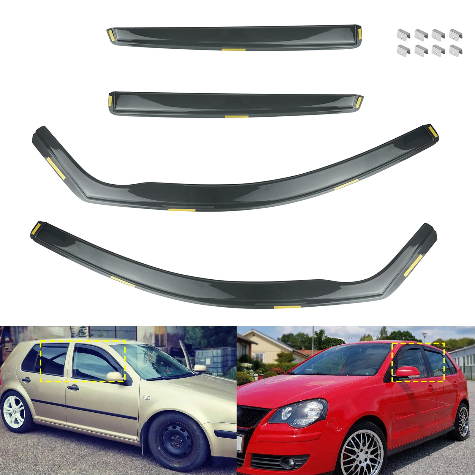 4pcs Tint Side Window Wind Rain Sun Guard Deflectors Protector Sheet Tea translucent For VW Polo MK4 9N 9A 5 Door 2002-2009
4pcs Tint Side Window Wind Rain Sun Guard Deflectors Protector Sheet Tea translucent For VW Polo MK4 9N 9A 5 Door 2002-2009