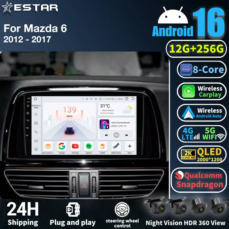 Car Multimedia Player For Mazda 6 GJ Atenza 2012 - 2017 Touring Sport GT wireless Carplay Android Auto 4G Wifi 2din GPS BT DVD
Car Multimedia Player For Mazda 6 GJ Atenza 2012 - 2017 Touring Sport GT wireless Carplay Android Auto 4G Wifi 2din GPS BT DVD