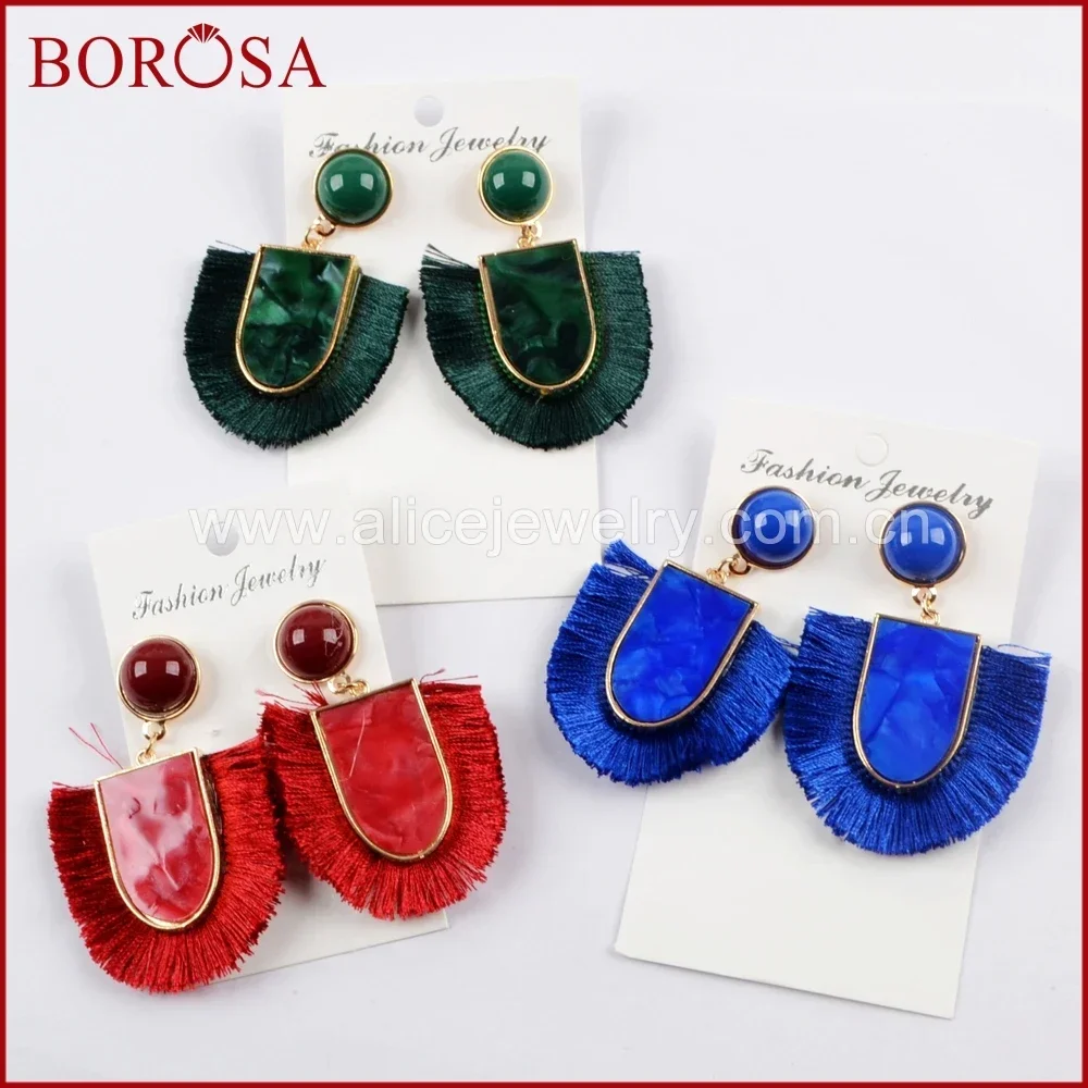 BOROSA Wholesale 2pairs Boho Resin Tassel Earring Handmade Bohemian Colorful Dangle Earrings for Fashion Women Jewelry Gifts
BOROSA Wholesale 2pairs Boho Resin Tassel Earring Handmade Bohemian Colorful Dangle Earrings for Fashion Women Jewelry Gifts